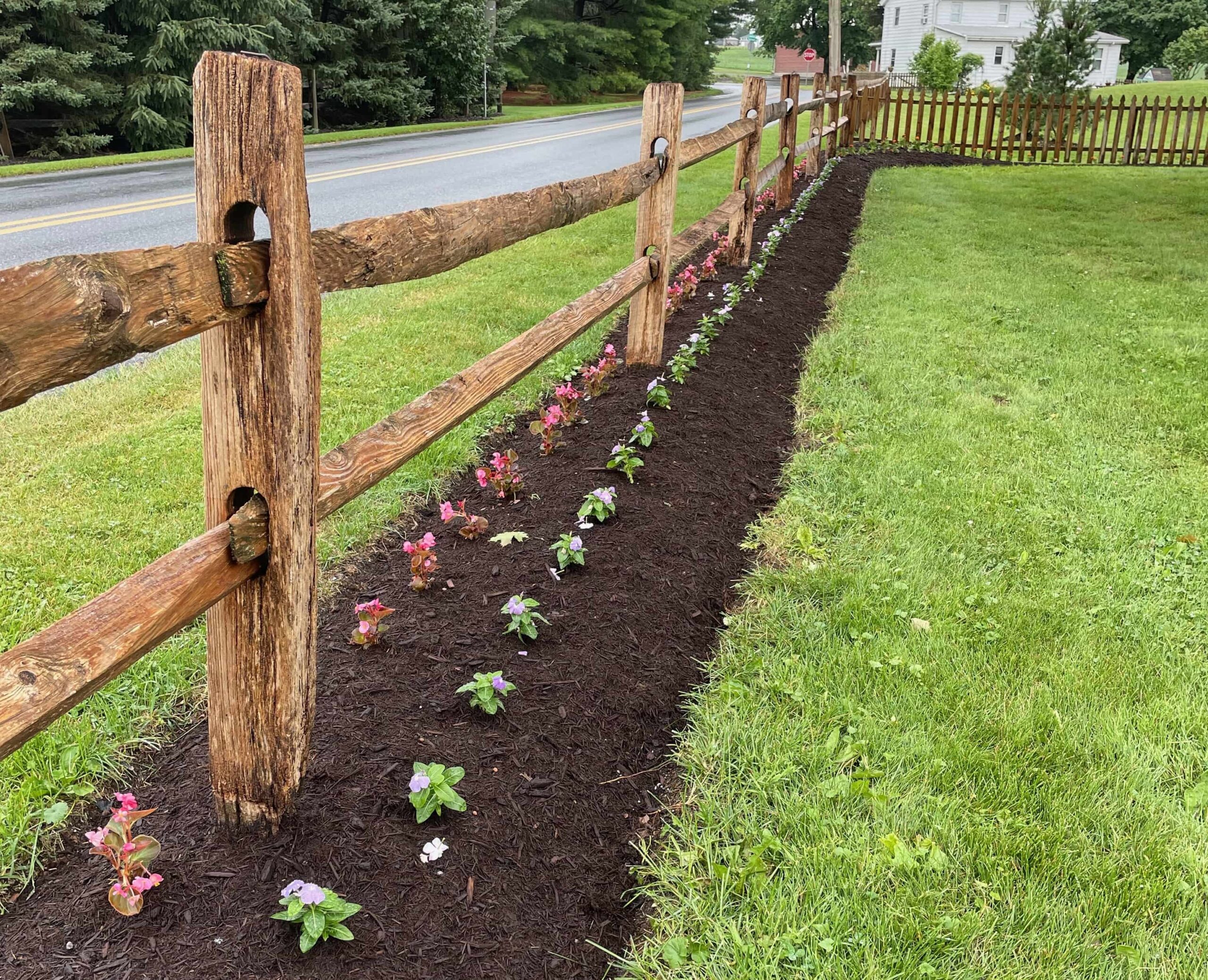 Custom hardscape walkway leading to a garden in Annville, PA