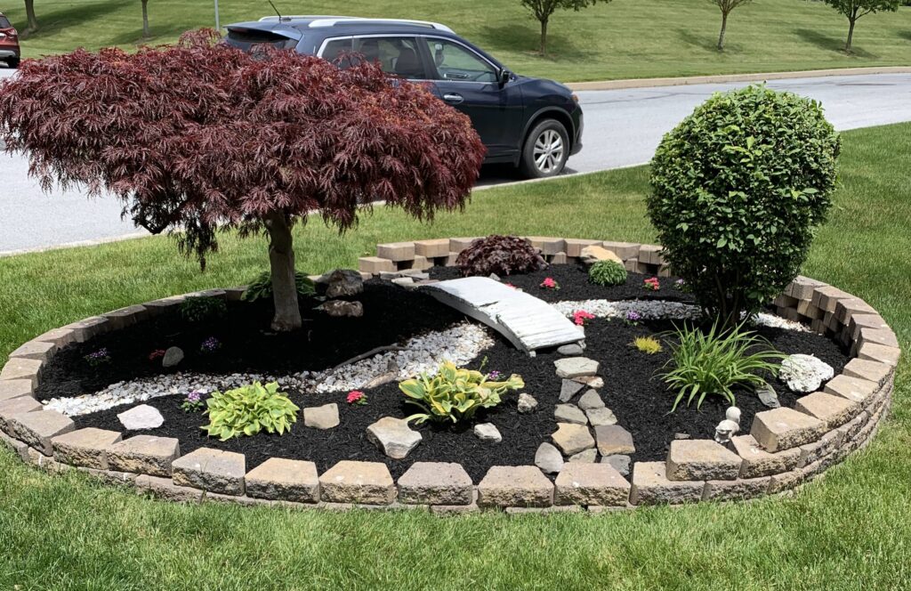 Beautifully crafted backyard patio with hardscaping features