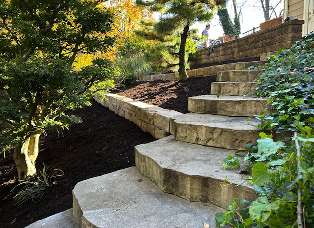 Custom retaining wall designed by Horizon Outdoors LLC